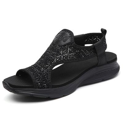 Damen Sport Sandalen leichte Sohle schwarz atmungsaktivem Stoff - Naira