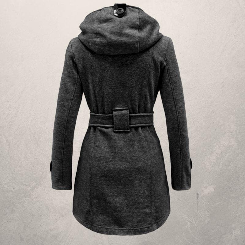 Yara | Warmer und trendiger Wintermantel mit Gürtel und Kapuze aus Baumwolle