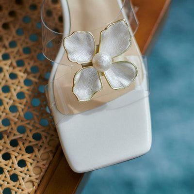 Damen Sandalen mit eleganten goldenen Perlen Stil Blume - Liora