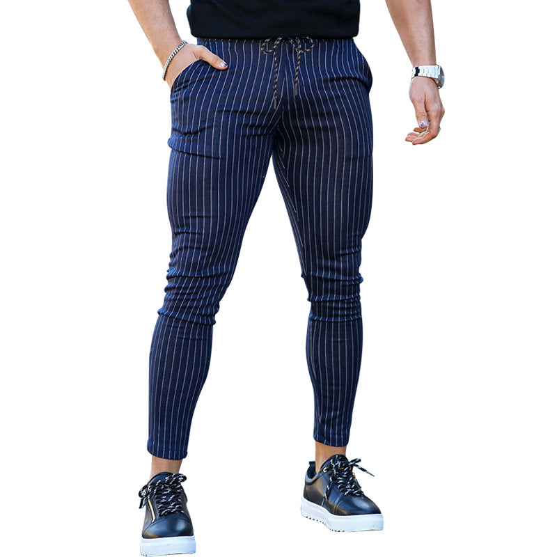 Herren Freizeithose vertikal gestreift slim fit schwarz - Érick