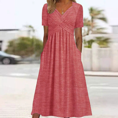 Hainah - V-Ausschnitt Schmeichelndes Kleid