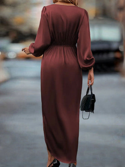 Ada | Unifarbenes Damenkleid mit Taillenregulierung