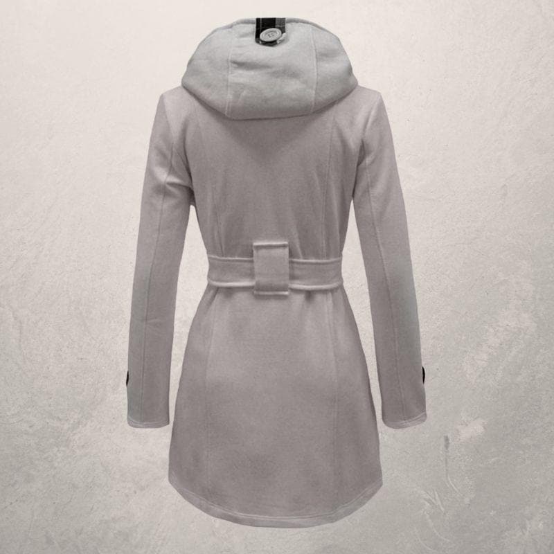 Yara | Warmer und trendiger Wintermantel mit Gürtel und Kapuze aus Baumwolle