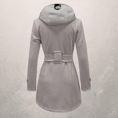 Yara | Warmer und trendiger Wintermantel mit Gürtel und Kapuze aus Baumwolle
