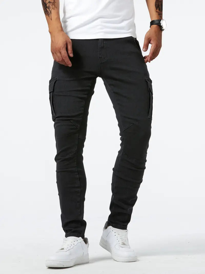 Hellblaue Cargo-Hose aus Stretch-Denim für Herren - Denver