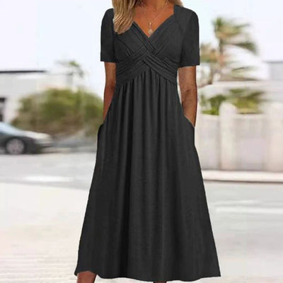 Hainah - V-Ausschnitt Schmeichelndes Kleid