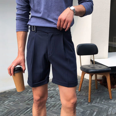 Herren Shorts mit hoher Taille und eleganten Falten in Beige - Lorenzo