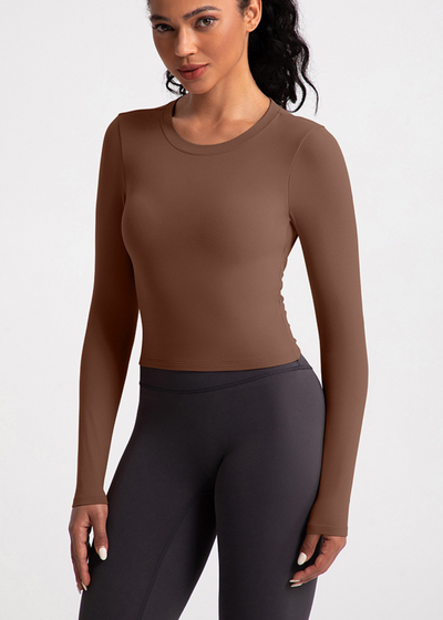 T-Shirt mit Knoten – Langarm – Integrierter BH