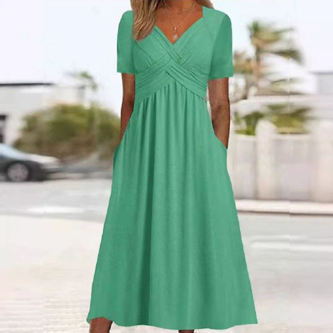 Hainah - V-Ausschnitt Schmeichelndes Kleid