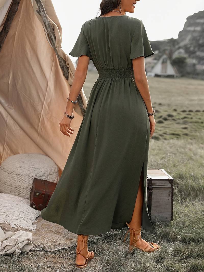 Lucy – elegantes kurzarmkleid mit chorkragen