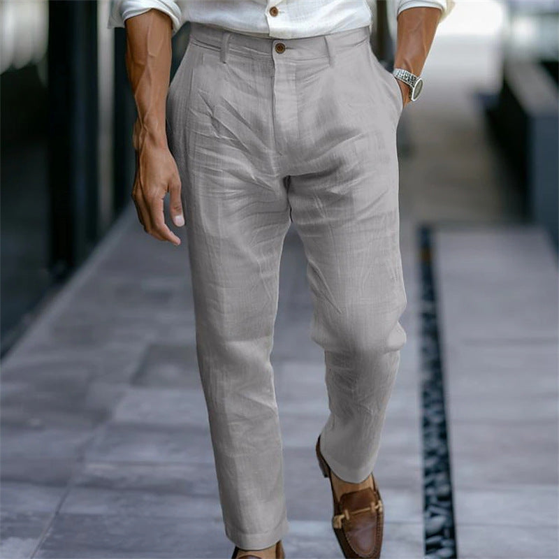 Herren Leinenhose gerade weiß elegant lässig - Adriano