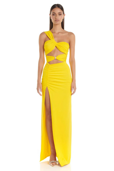 Zikora™ | Maxikleid mit Cut-Outs, One-Shoulder-Schlitz