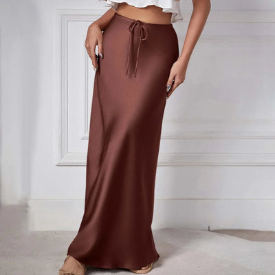 Satinrock mit hoher Taille und Schleifen, elegant und trendy, perfekt für einen anspruchsvollen und modernen Look