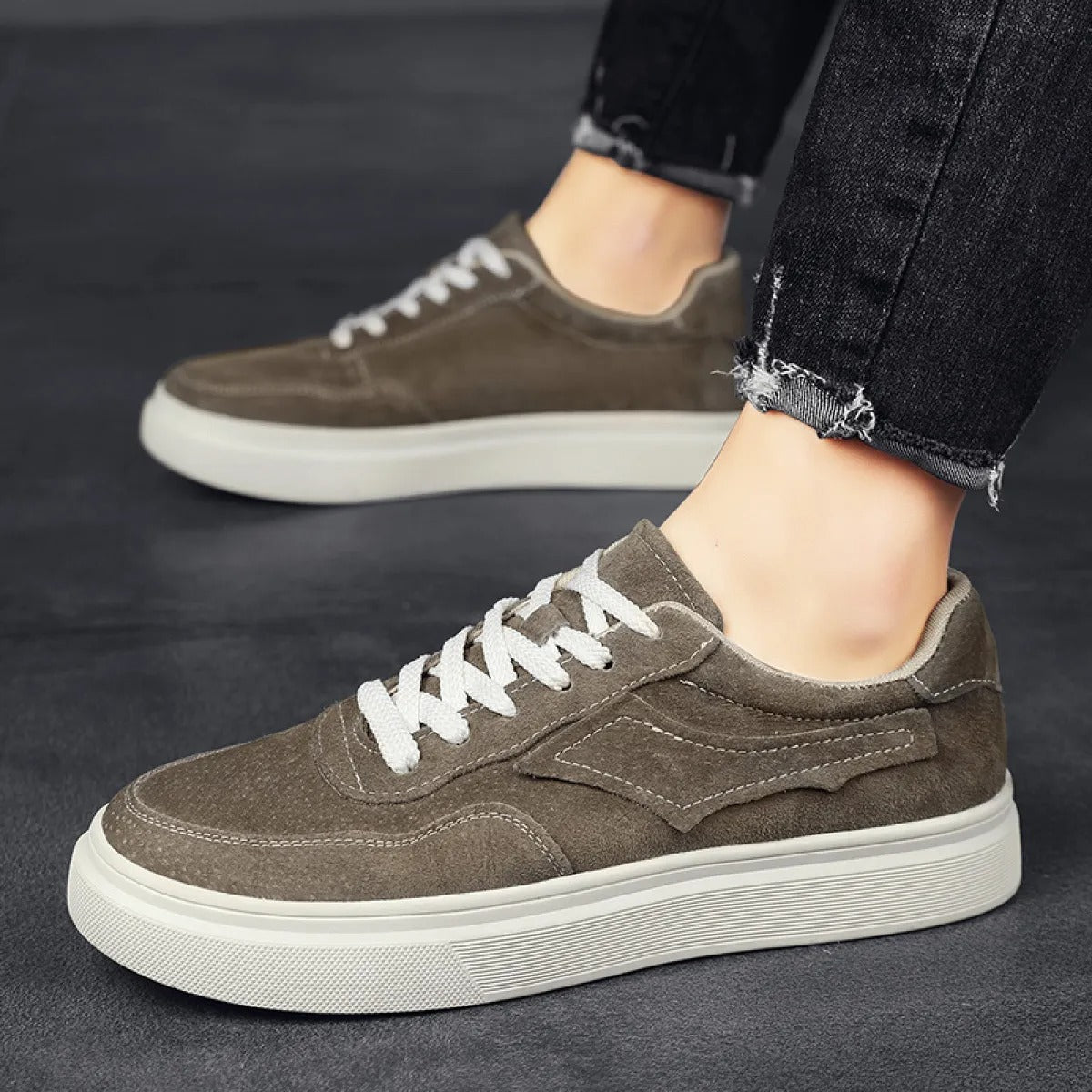 Britische Retro-Stil Herren Low Top Turnschuhe Kamel Farbe - Henry