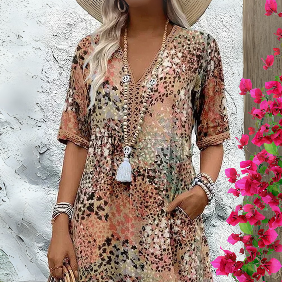 Donalyn - Vintage V-Ausschnitt Kleid