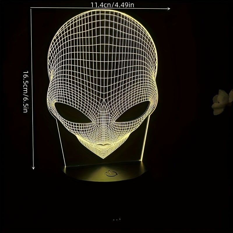 3D Alienkopf LED Tischlampe mit 7 Farben - Lunaris