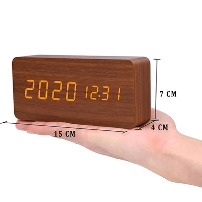 TimberTone Clock - Elegante LED-Holzuhr mit Weckfunktion