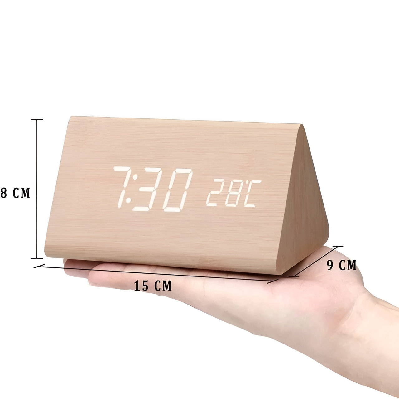 TimberTone Clock - Elegante LED-Holzuhr mit Weckfunktion