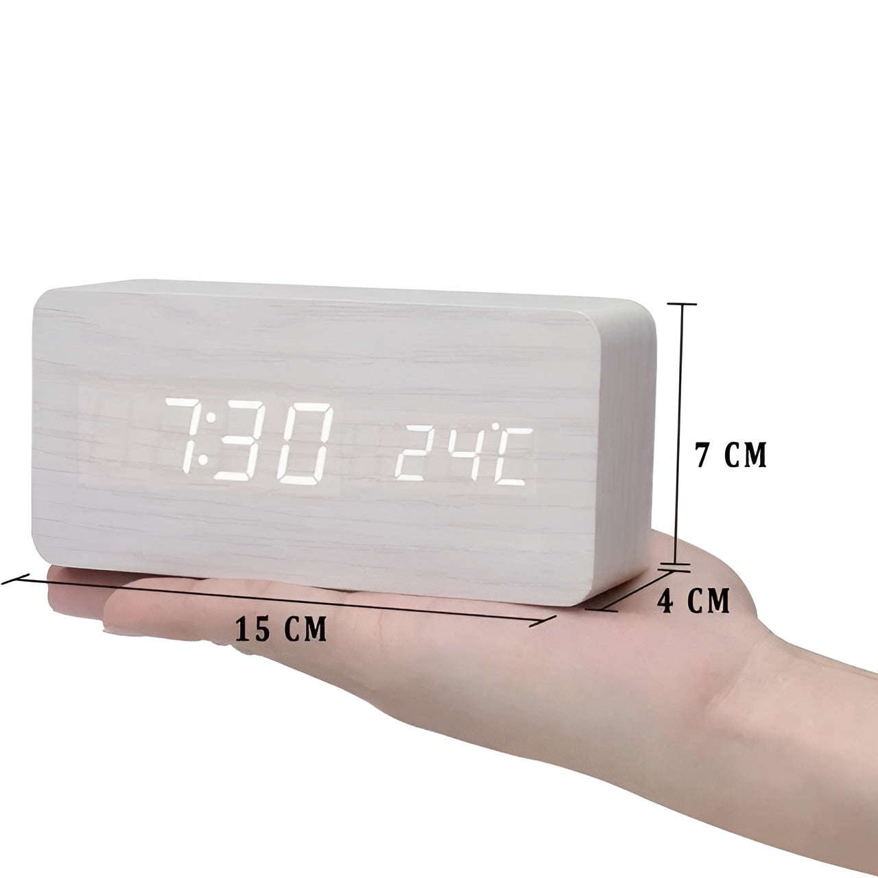 TimberTone Clock - Elegante LED-Holzuhr mit Weckfunktion