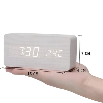 TimberTone Clock - Elegante LED-Holzuhr mit Weckfunktion