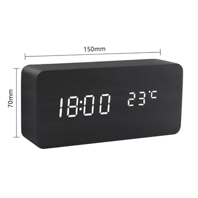 TimberTone Clock - Elegante LED-Holzuhr mit Weckfunktion