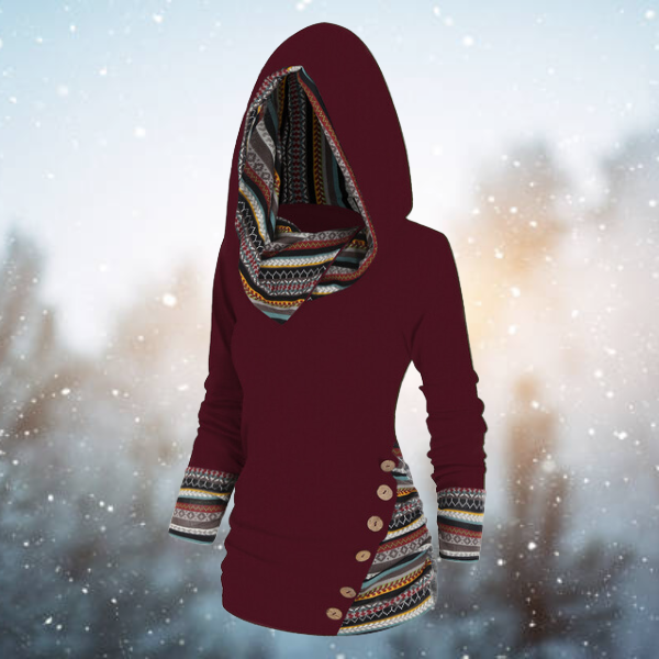 Tribale Hoodie mit Geometrischem Muster – Naïma