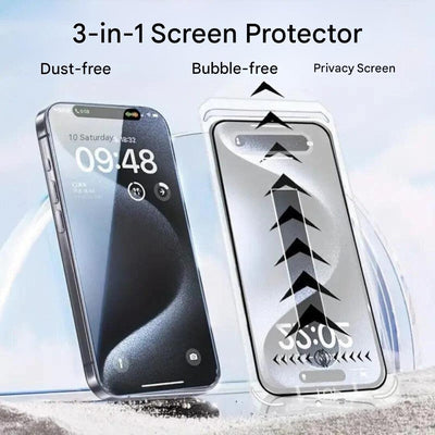 3-in-1 iPhone Bildschirmschutz - iShield Datenschutz