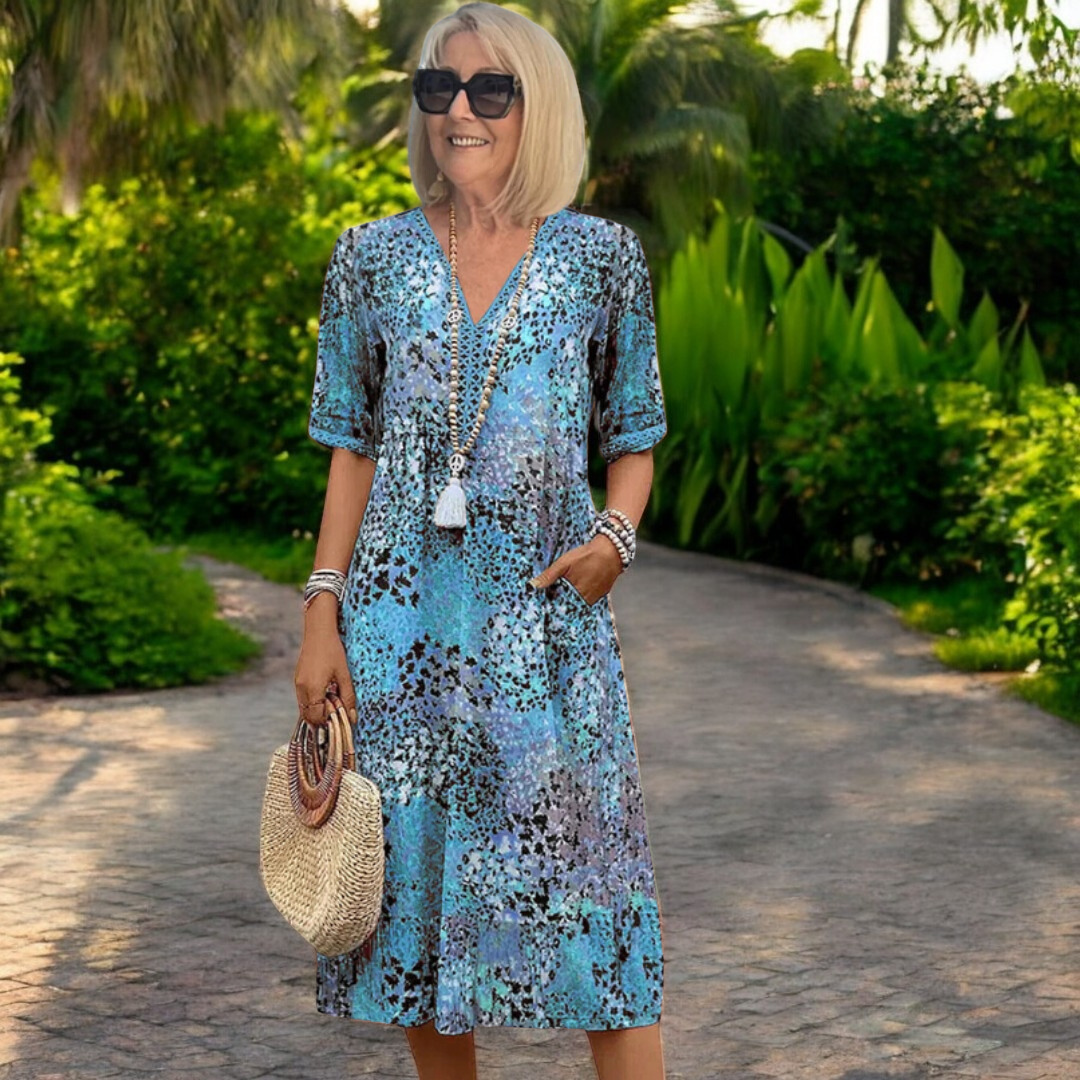 Donalyn - Vintage V-Ausschnitt Kleid
