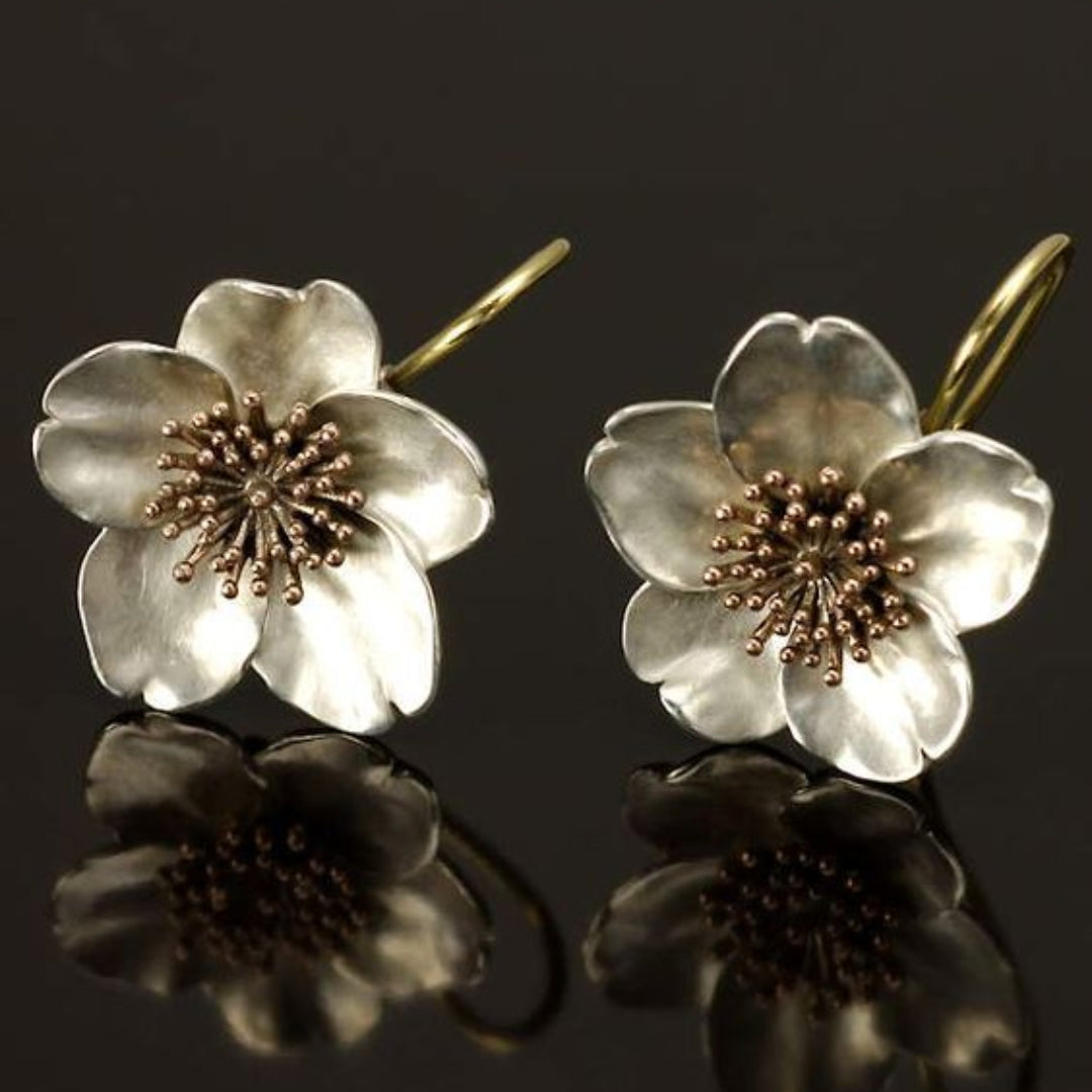 Vintage Silber- und Gold-Blütenohrringe