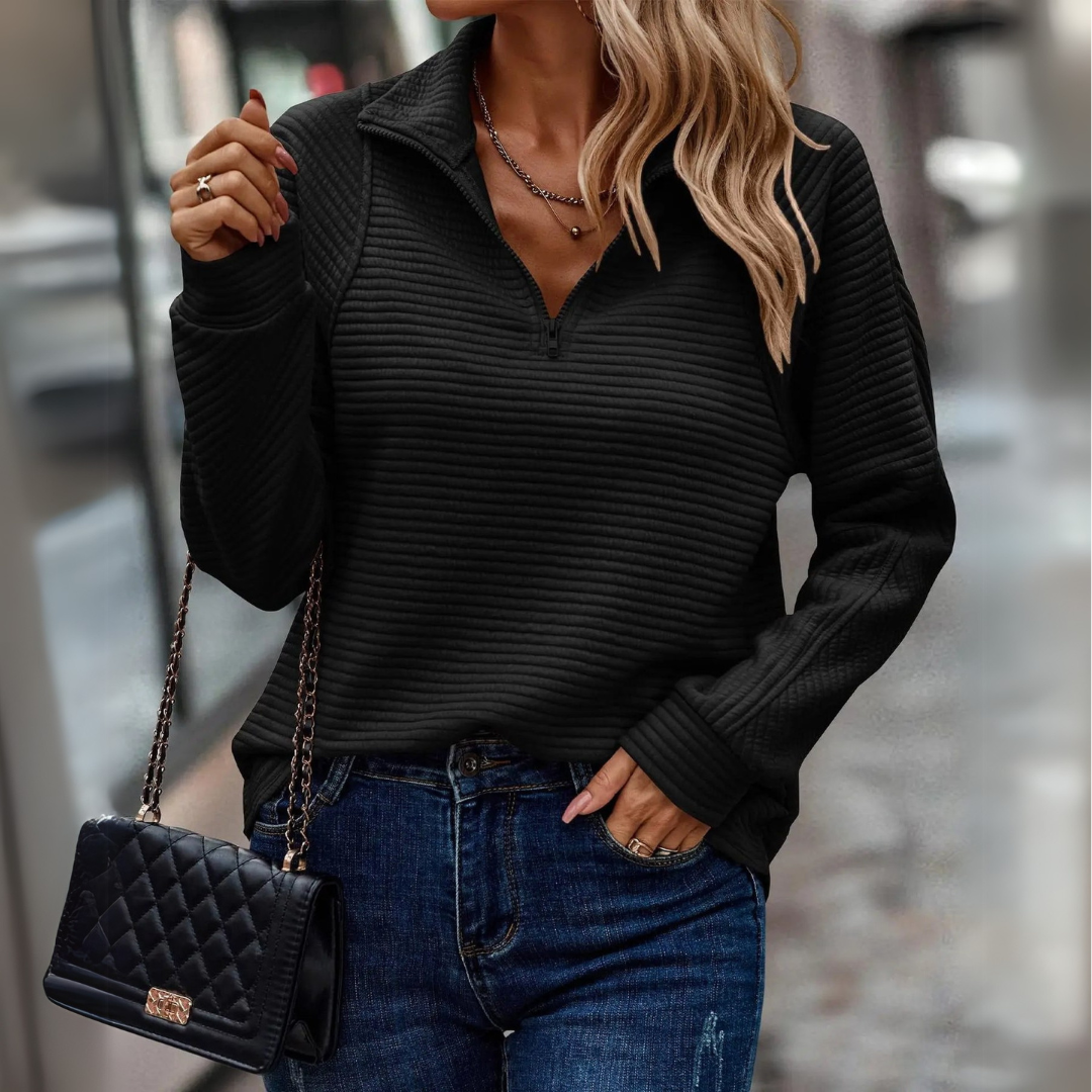Suzanne™ - Pullover mit halbem Reißverschluss und Details