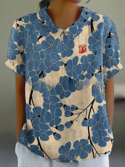 Shelby - Vintage Blumen Bluse Damen Lässig