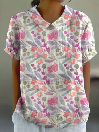 Shelby - Vintage Blumen Bluse Damen Lässig
