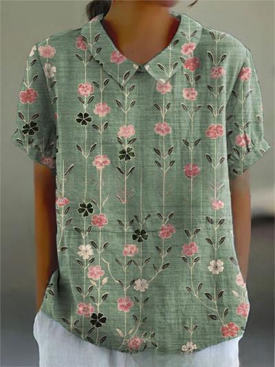 Shelby - Vintage Blumen Bluse Damen Lässig