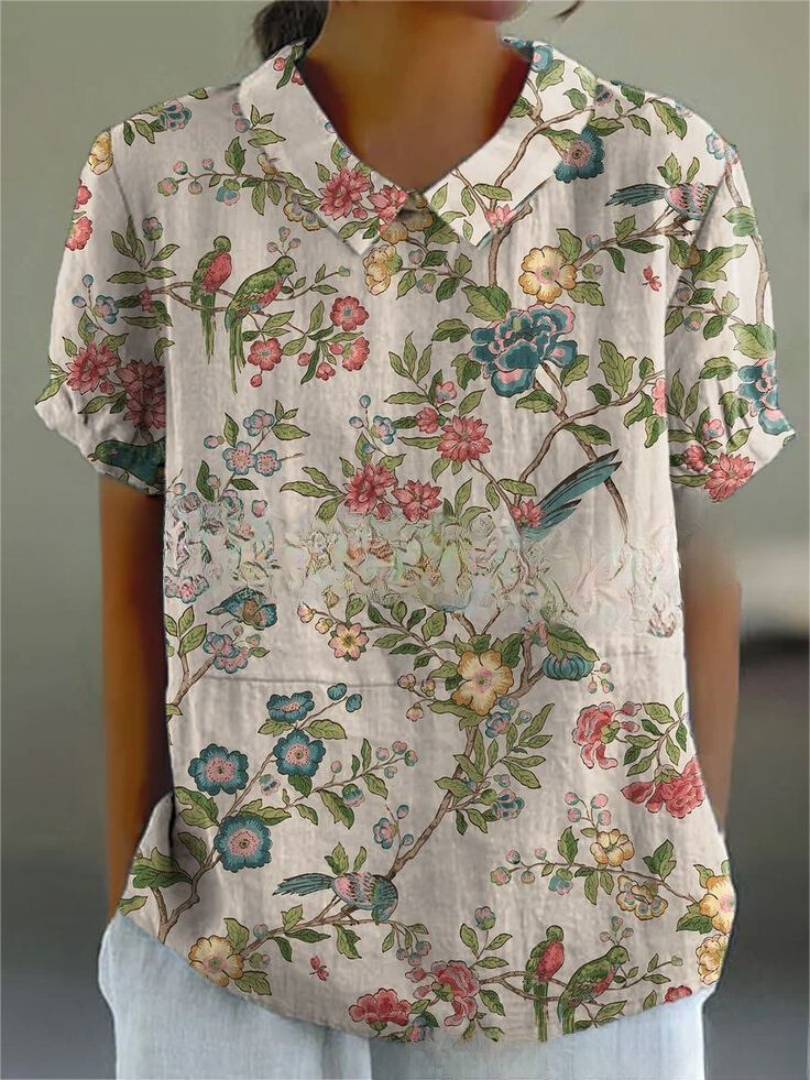 Shelby - Vintage Blumen Bluse Damen Lässig