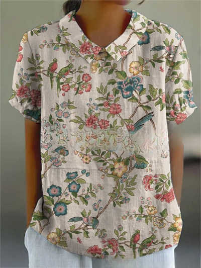 Shelby - Vintage Blumen Bluse Damen Lässig