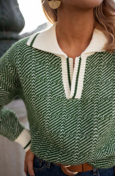 Sienna™ | Grüner V-Ausschnitt Pullover