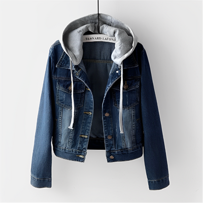 Adah - Langärmelige Jeansjacke mit abnehmbarer Kapuze