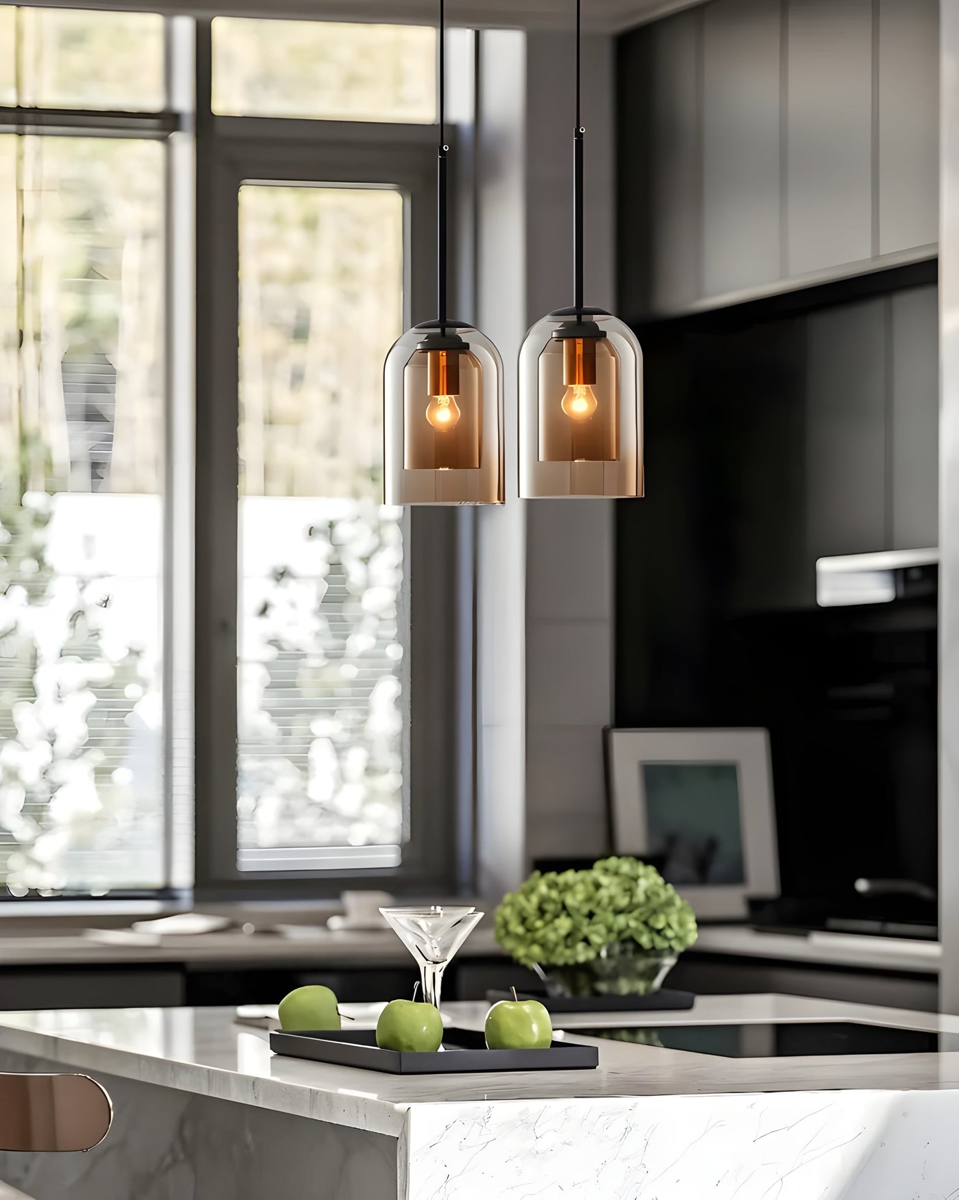 SkyGleam Light - Moderne Doppelglas-Pendelleuchte