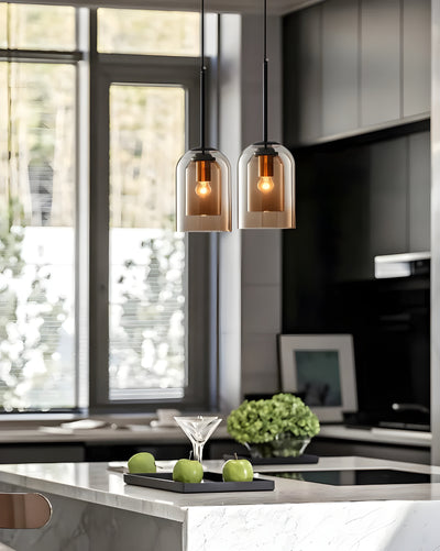 SkyGleam Light - Moderne Doppelglas-Pendelleuchte