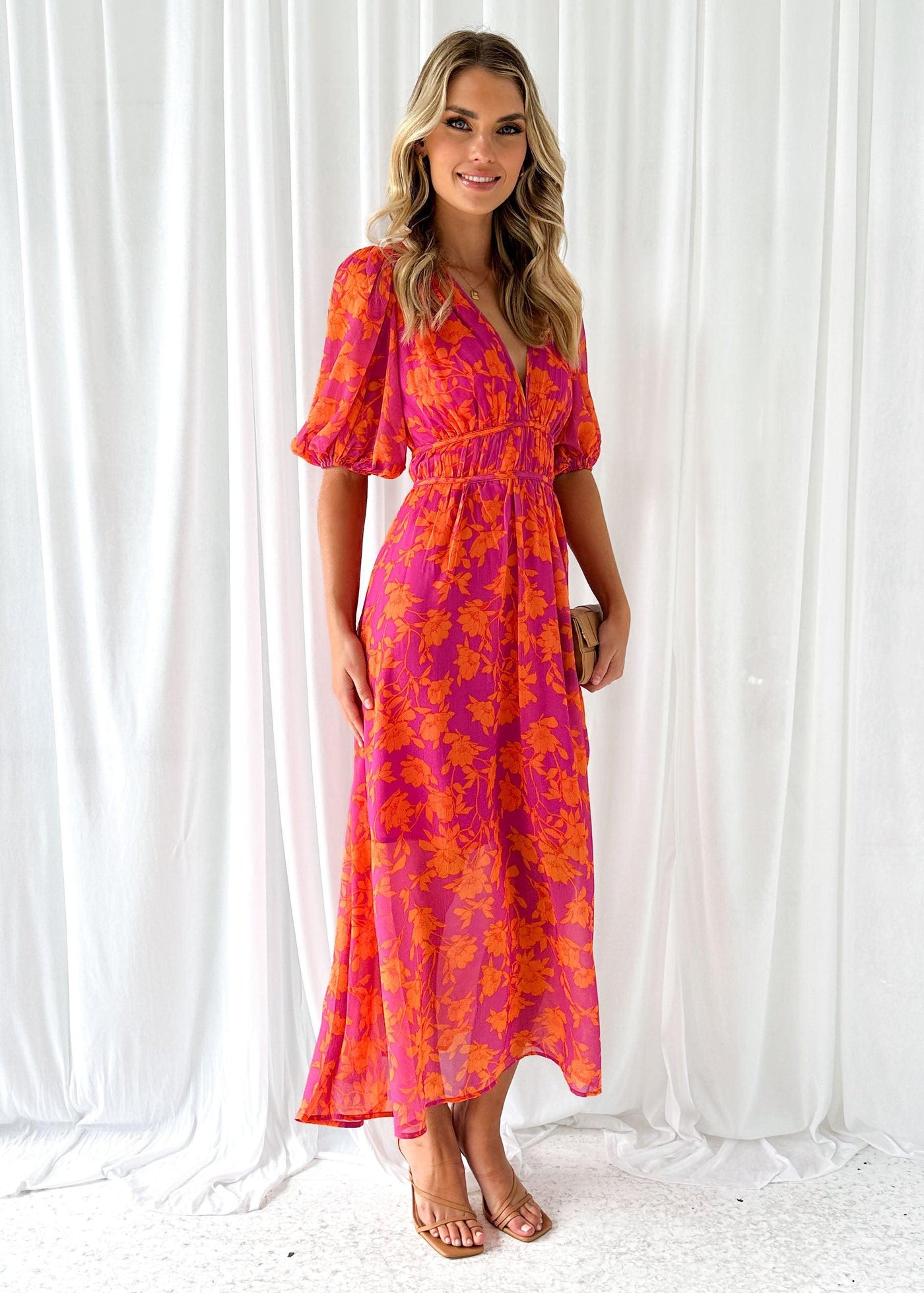 Shantel- Rundhals Leinen Baumwolle Druckkleid