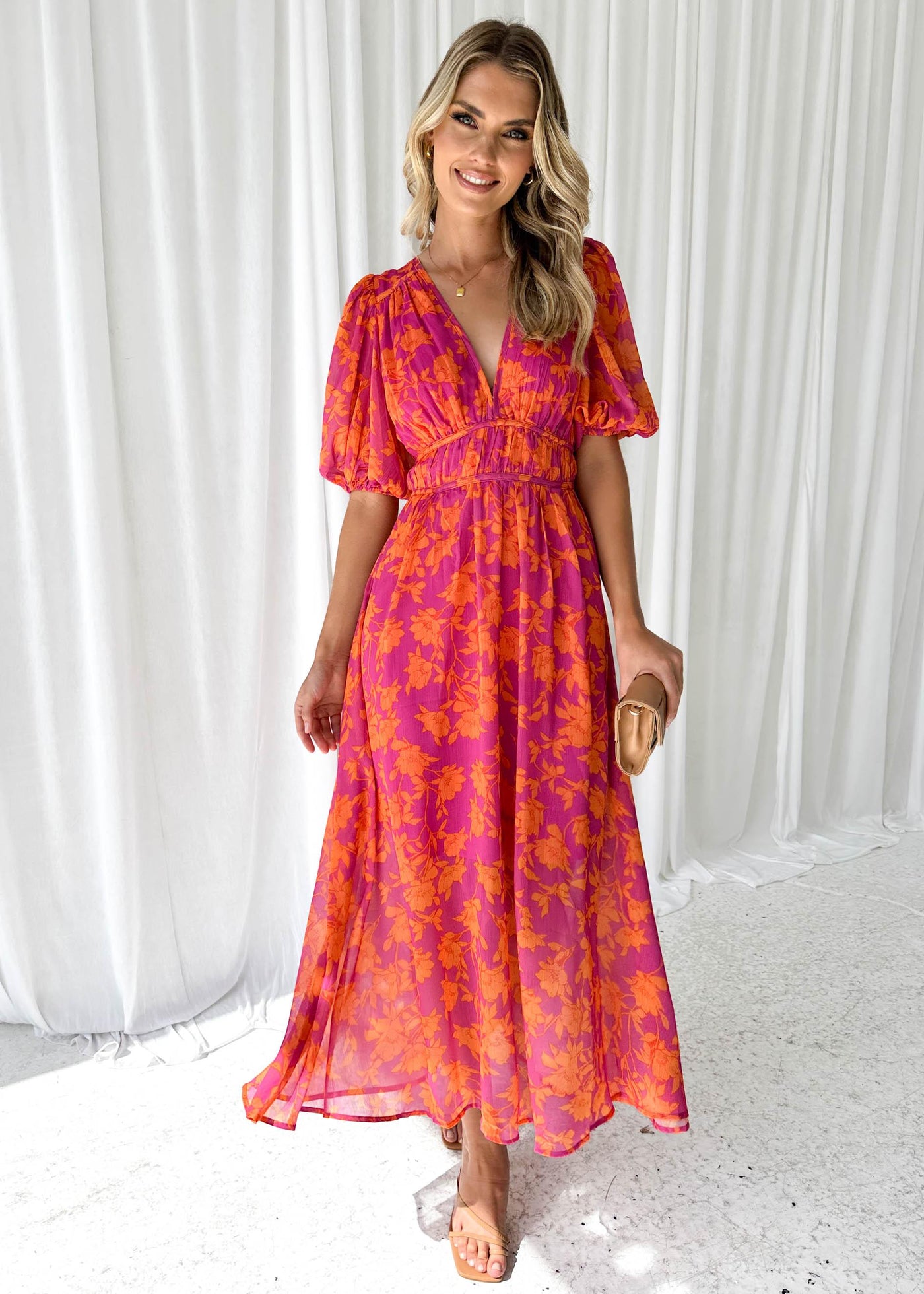 Shantel- Rundhals Leinen Baumwolle Druckkleid