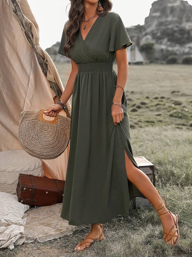 Lucy – elegantes kurzarmkleid mit chorkragen