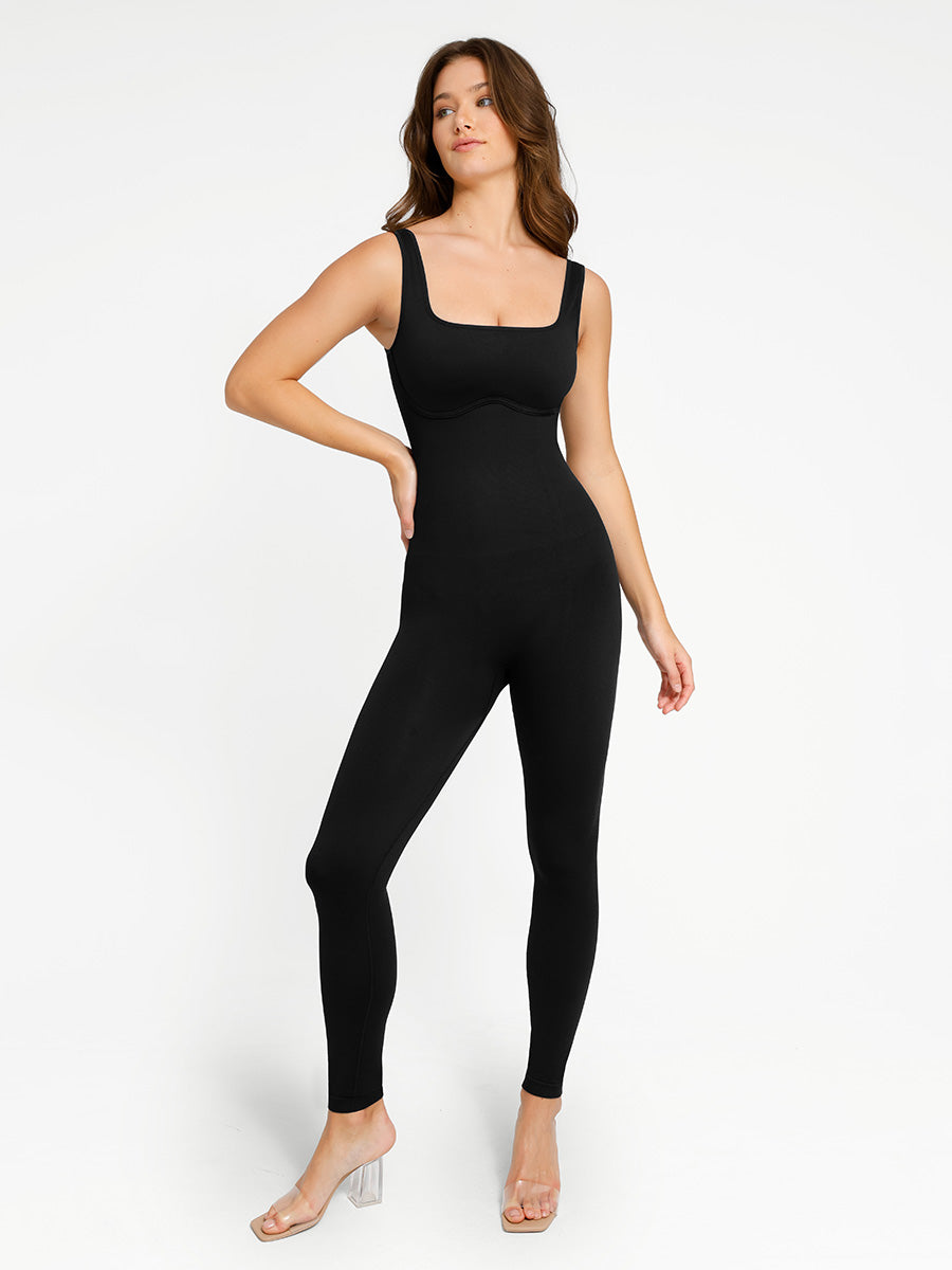 Shapewear-Strampler mit eckigem Ausschnitt und integriertem Schnitt