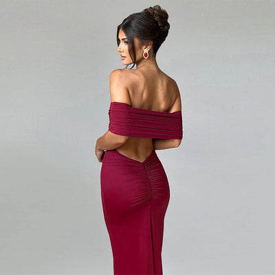 Tanirae™ | Schulterfreies, plissiertes Maxikleid
