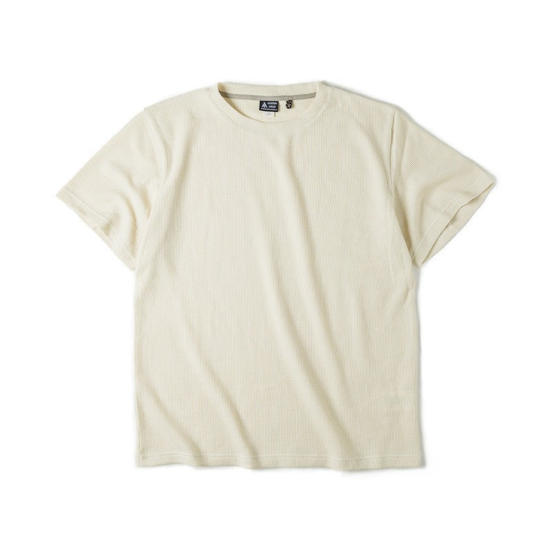 Kurzärmeliges weißes Herren-T-Shirt mit Waffelstruktur - Brando