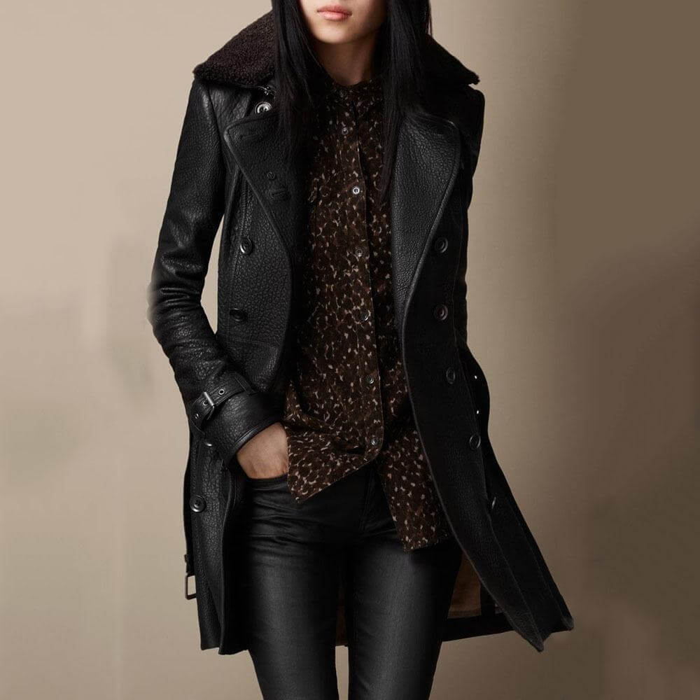Yara | Eleganter 3/4 Leder-Mantel