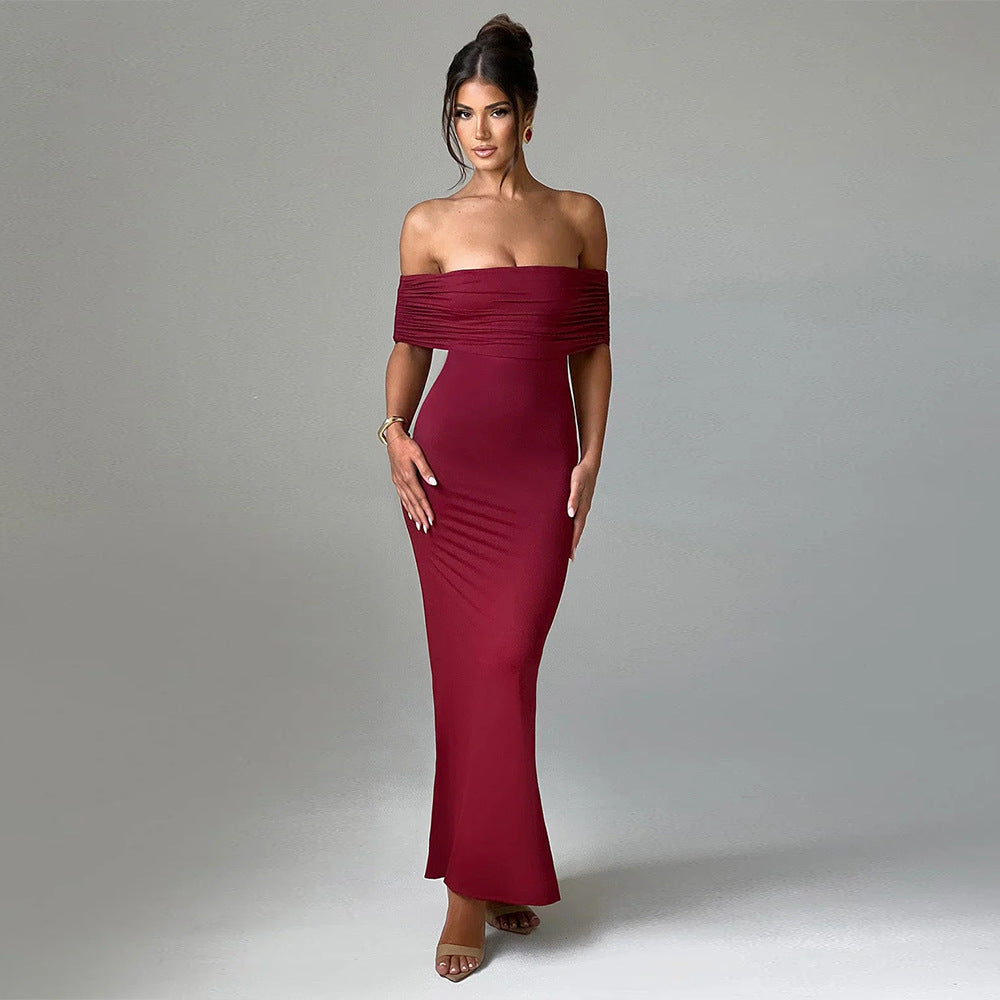 Tanirae™ | Schulterfreies, plissiertes Maxikleid