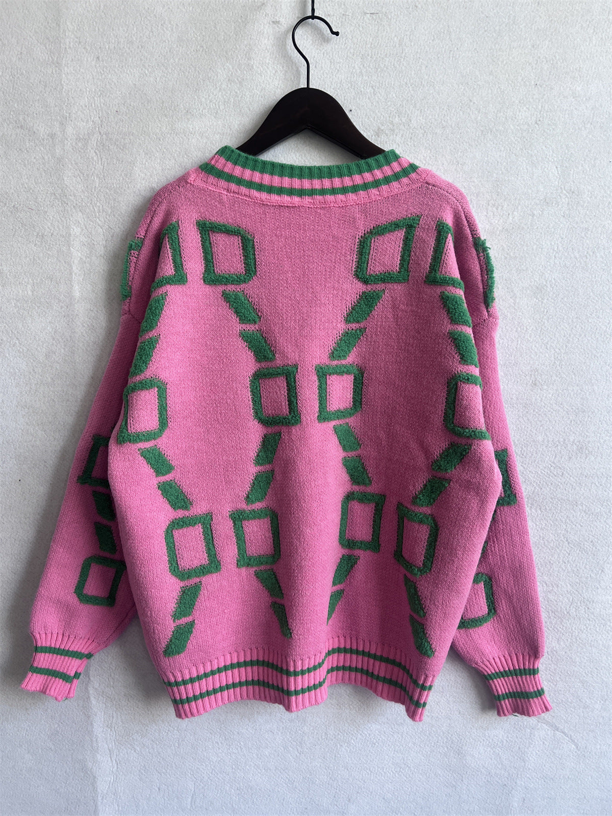 V-Ausschnitt Lässiger Farbkontrast Strickcardigan