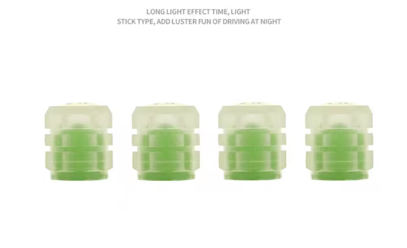Set aus 4 leuchtenden Ventilkappen mit Logo – LuxaGlow