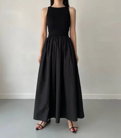 Ärmelloses elegantes langes Kleid schwarz - Marie